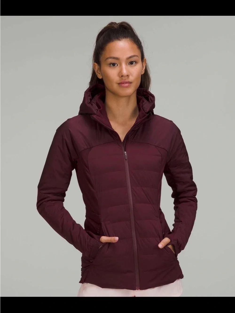 lululemon athletica Hooded Quilted Jacket in Deep Wine